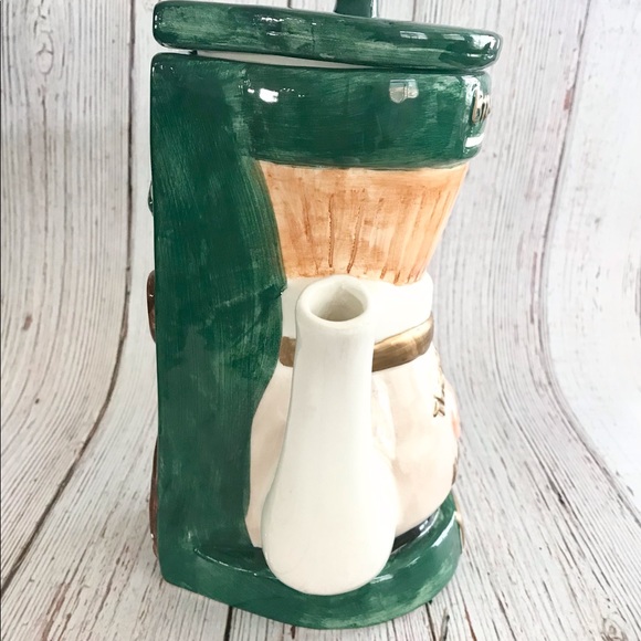 Vintage 1995 Cardinal Inc. Hand Painted Collectors Coffee Pot with Mini … - Picture 6 of 12